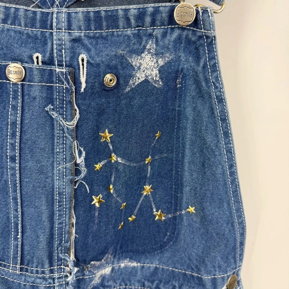Upcycled Overalls zodiac‎ design Sz S Wash Boho Hippie Y2k Summer